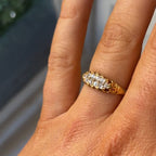Luxury Jewelry Vintage Gold Boat Round Cut White Sapphire Half Eternity Wedding Band For Women