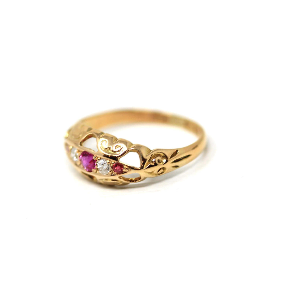 Luxury Jewelry Antique Design Round Cut Ruby & White Sapphire Half Eternity Wedding Band For Women