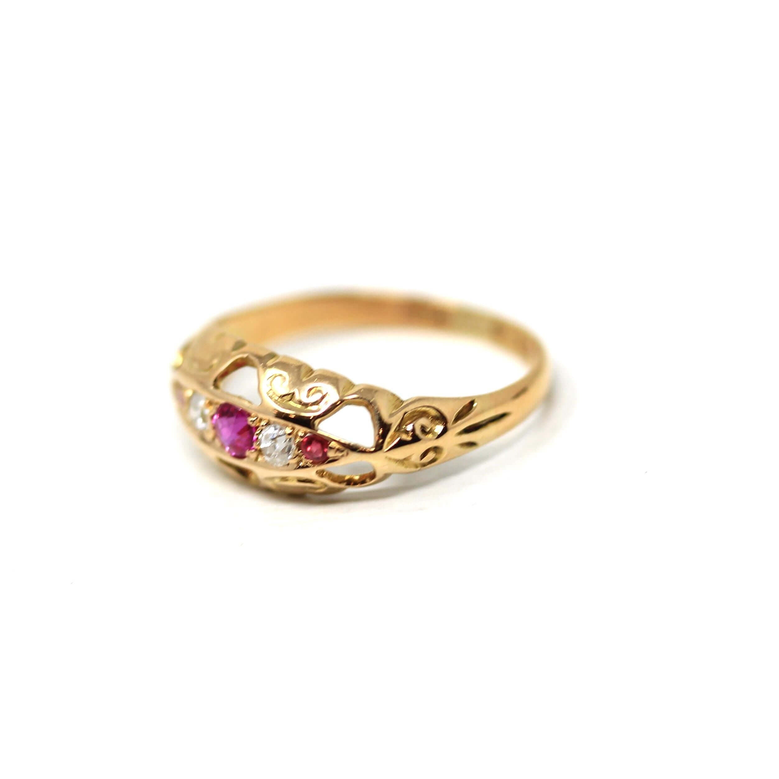 Luxury Jewelry Antique Design Round Cut Ruby & White Sapphire Half Eternity Wedding Band For Women