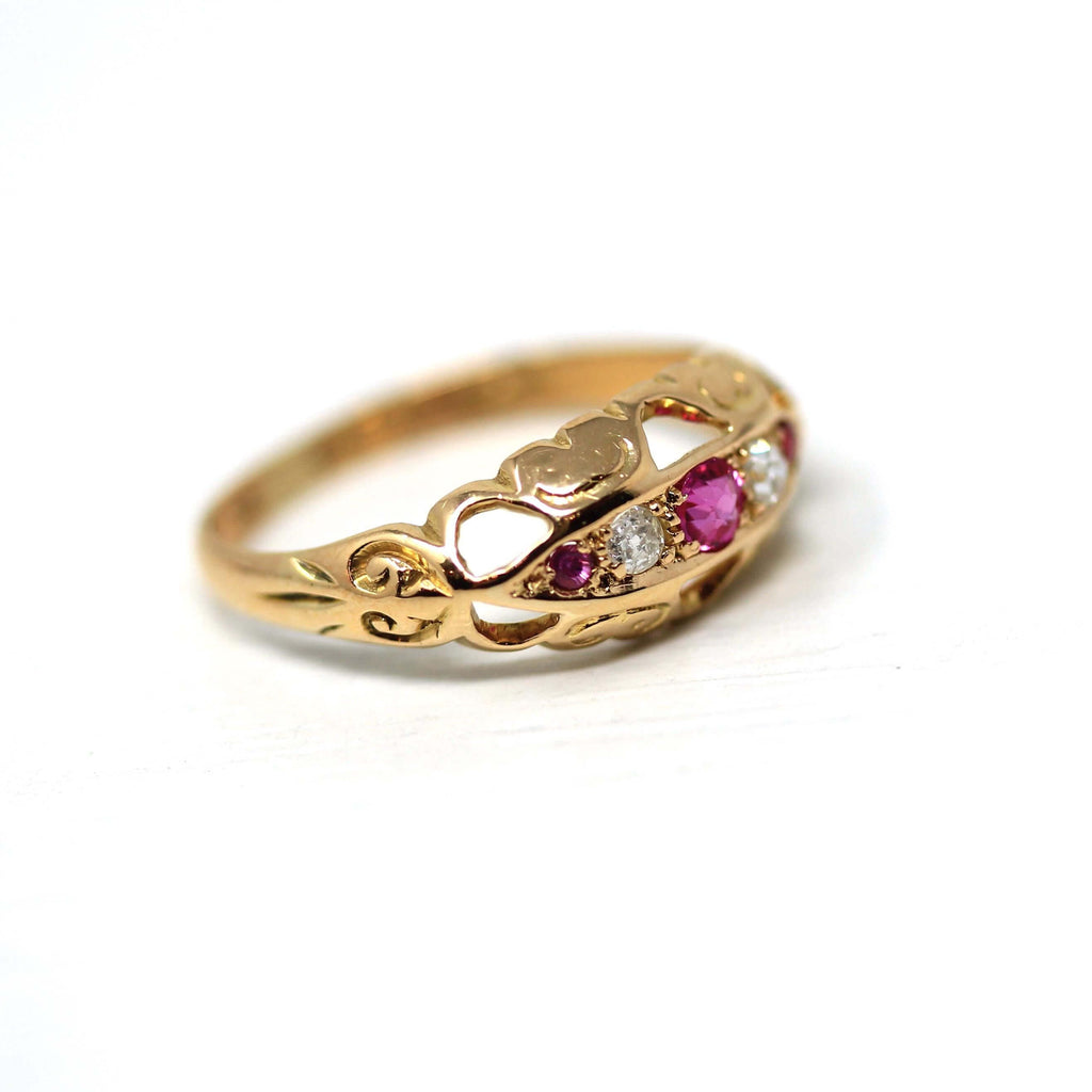 Luxury Jewelry Antique Design Round Cut Ruby & White Sapphire Half Eternity Wedding Band For Women