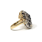 Luxury Jewelry Cluster Natural Design Golden Round Cut Blue & White Sapphire Anniversary Ring