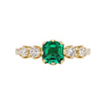 Luxury Jewelry Golden Asscher Cut Emerald & White Sapphire Engagement Rings