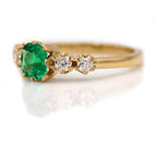 Luxury Jewelry Golden Asscher Cut Emerald & White Sapphire Engagement Rings