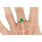 Luxury Jewelry Golden Asscher Cut Emerald & White Sapphire Engagement Rings