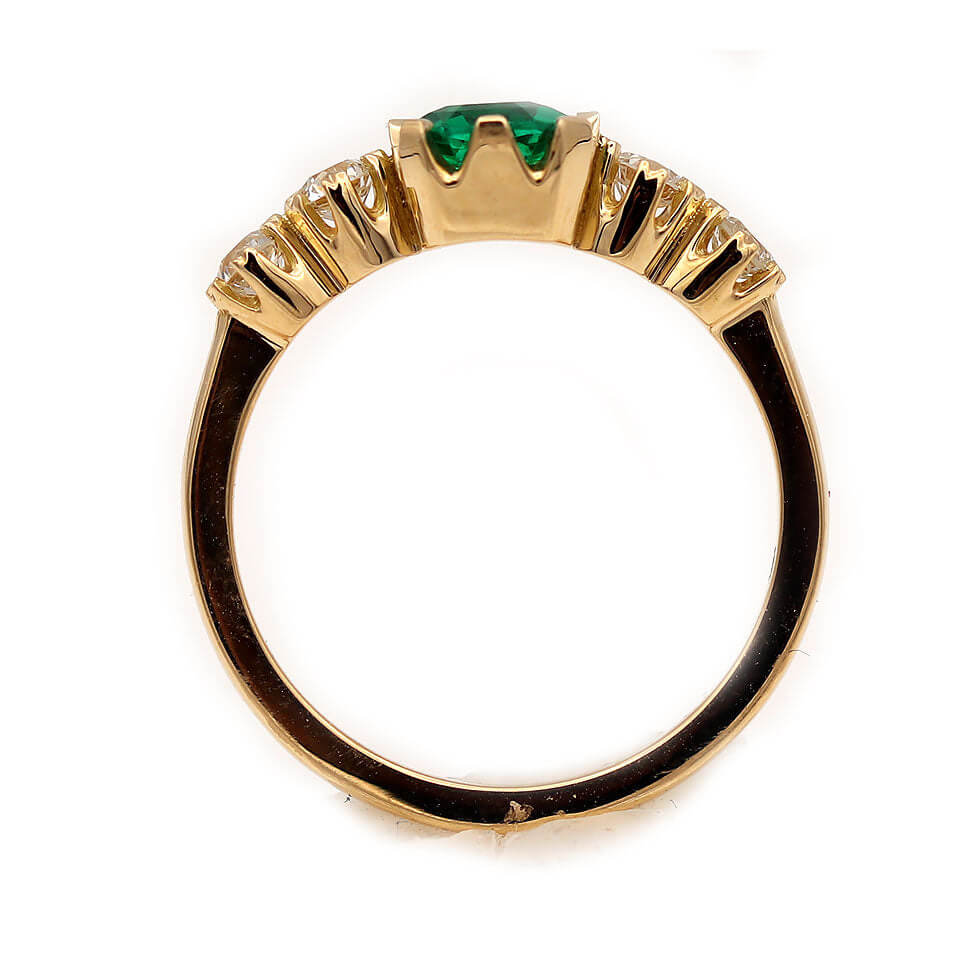 Luxury Jewelry Golden Asscher Cut Emerald & White Sapphire Engagement Rings