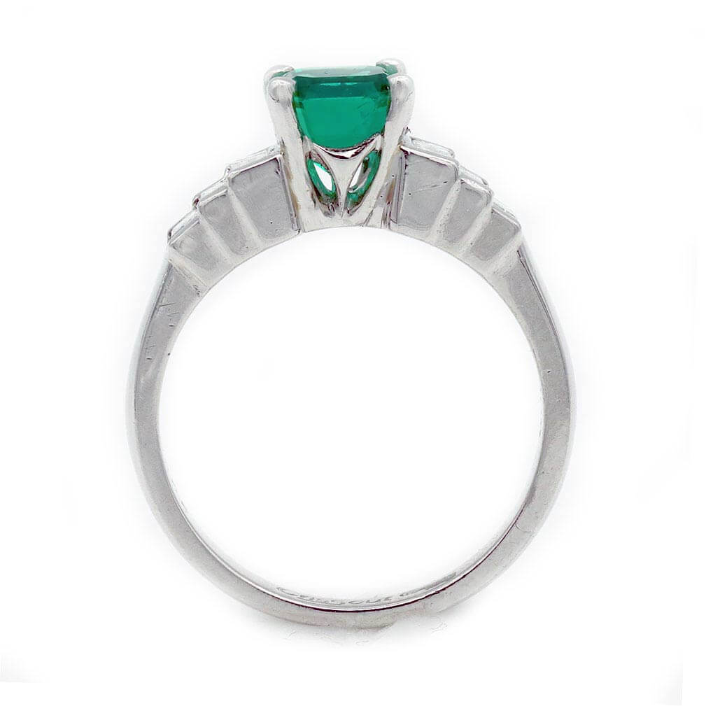 Luxury Jewelry Vintage Design Asscher Cut Emerald & White Sapphire Engagement Rings