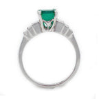 Luxury Jewelry Vintage Design Asscher Cut Emerald & White Sapphire Engagement Rings