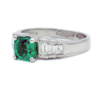 Luxury Jewelry Vintage Design Asscher Cut Emerald & White Sapphire Engagement Rings