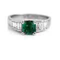Luxury Jewelry Vintage Design Asscher Cut Emerald & White Sapphire Engagement Rings