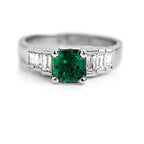 Luxury Jewelry Vintage Design Asscher Cut Emerald & White Sapphire Engagement Rings