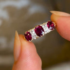 Luxury Jewelry Vintage Design Golden Oval Cut Ruby & White Sapphire Half Eternity Wedding Band For Women
