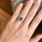 Luxury Jewelry Golden Three Stone Cushion Cut Blue & White Sapphire Engagement Rings