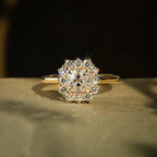 Luxury Jewelry Classic Golden Halo Cushion Cut White Sapphire Engagement Rings