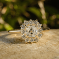 Luxury Jewelry Classic Golden Halo Cushion Cut White Sapphire Engagement Rings