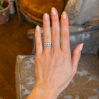 Luxury Jewelry Two Tone Halo Round Cut Blue & White Sapphire Half Eternity Wedding Band For Women