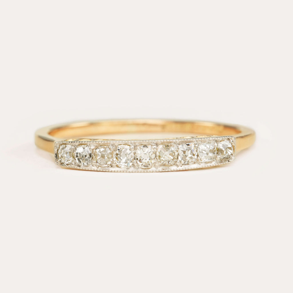 Luxury Jewelry Two Tone Classic Cushion Cut White Sapphire Half Eternity Wedding Band For Women