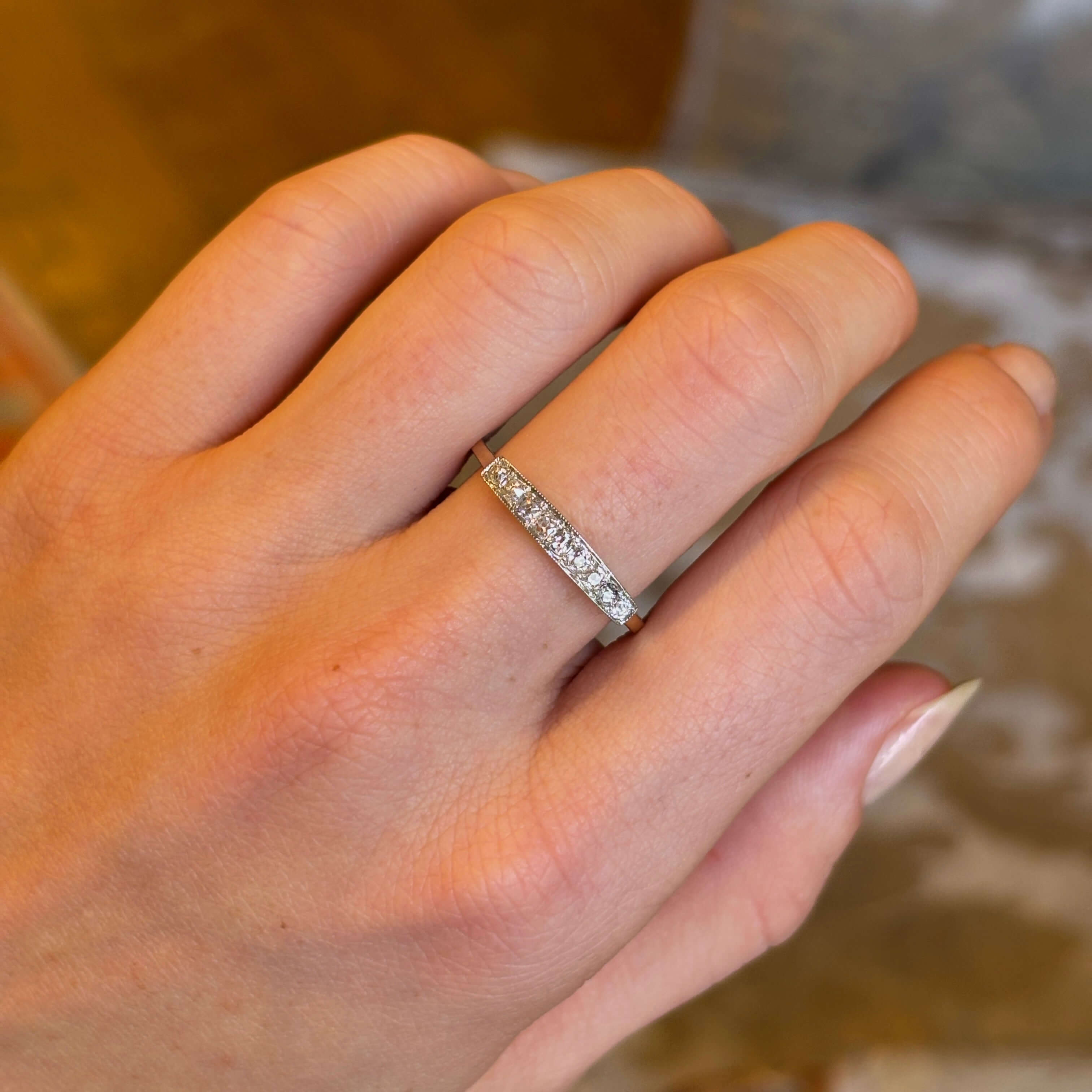 Luxury Jewelry Two Tone Classic Cushion Cut White Sapphire Half Eternity Wedding Band For Women