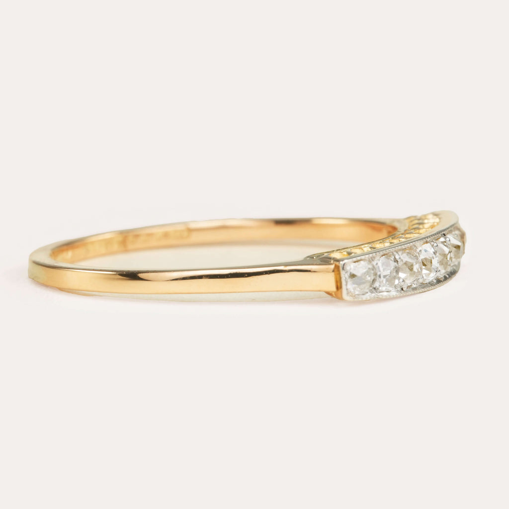 Luxury Jewelry Two Tone Classic Cushion Cut White Sapphire Half Eternity Wedding Band For Women
