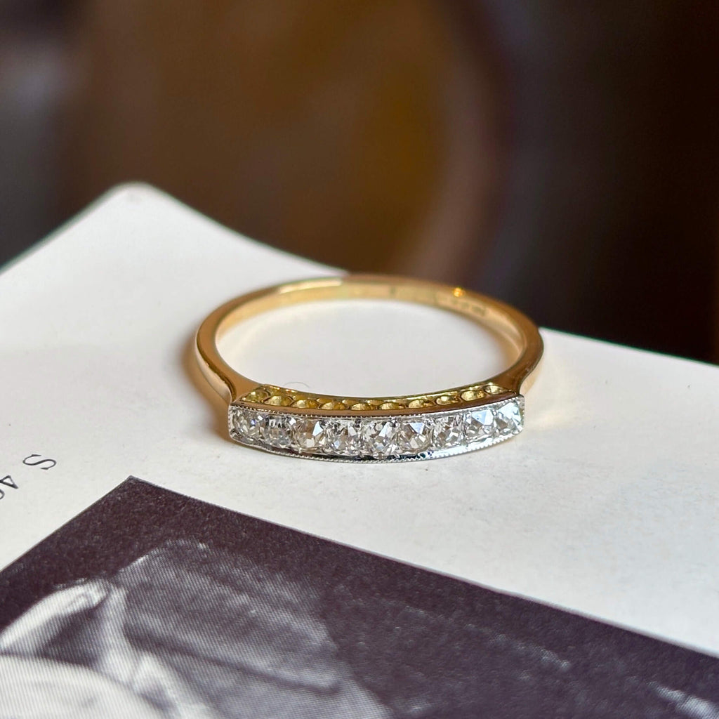 Luxury Jewelry Two Tone Classic Cushion Cut White Sapphire Half Eternity Wedding Band For Women