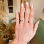 Luxury Jewelry Golden Round & Emerald Cut Emerald & White Sapphire Half Eternity Wedding Band For Women