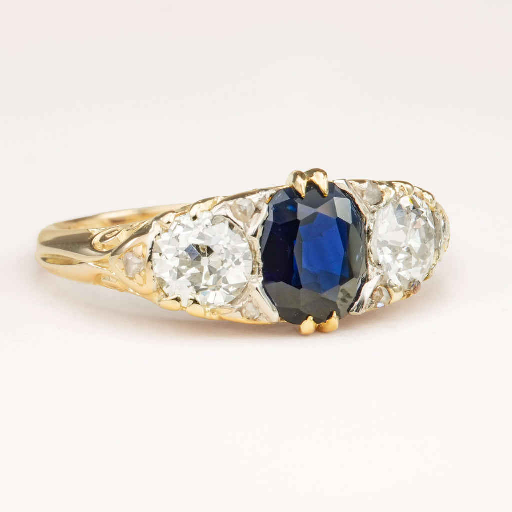 Luxury Jewelry Golden Classic Cushion & Round Cut Blue & White Sapphire Half Eternity Wedding Band For Women