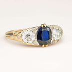 Luxury Jewelry Golden Classic Cushion & Round Cut Blue & White Sapphire Half Eternity Wedding Band For Women