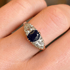 Luxury Jewelry Golden Classic Cushion & Round Cut Blue & White Sapphire Half Eternity Wedding Band For Women