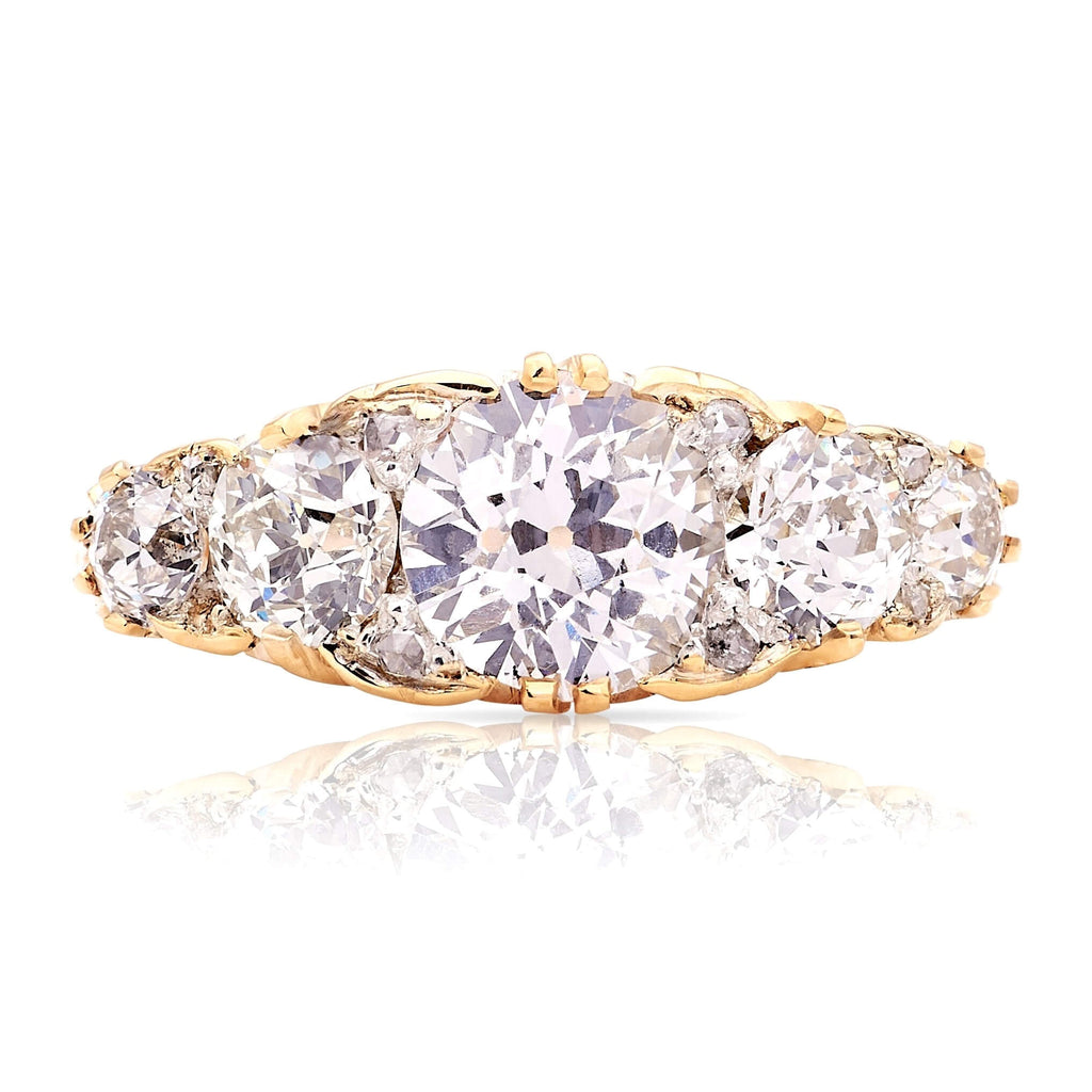 Luxury Jewelry Golden Five Stone Round Cut White Sapphire Half Eternity Wedding Band For Women