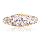 Luxury Jewelry Golden Five Stone Round Cut White Sapphire Half Eternity Wedding Band For Women