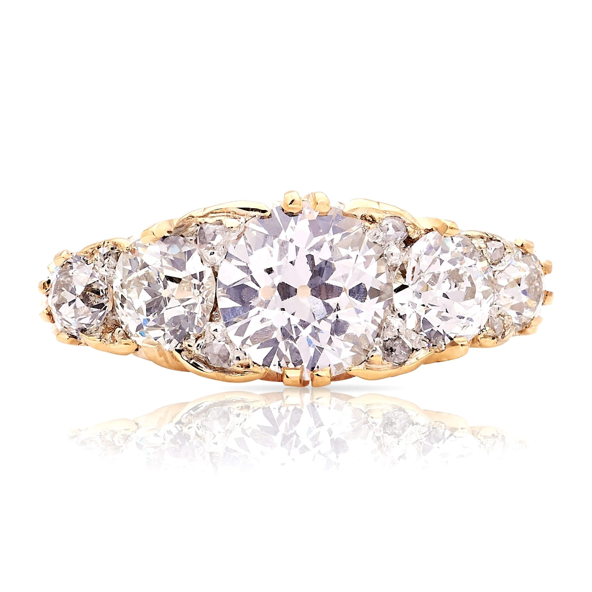 Luxury Jewelry Golden Five Stone Round Cut White Sapphire Half Eternity Wedding Band For Women