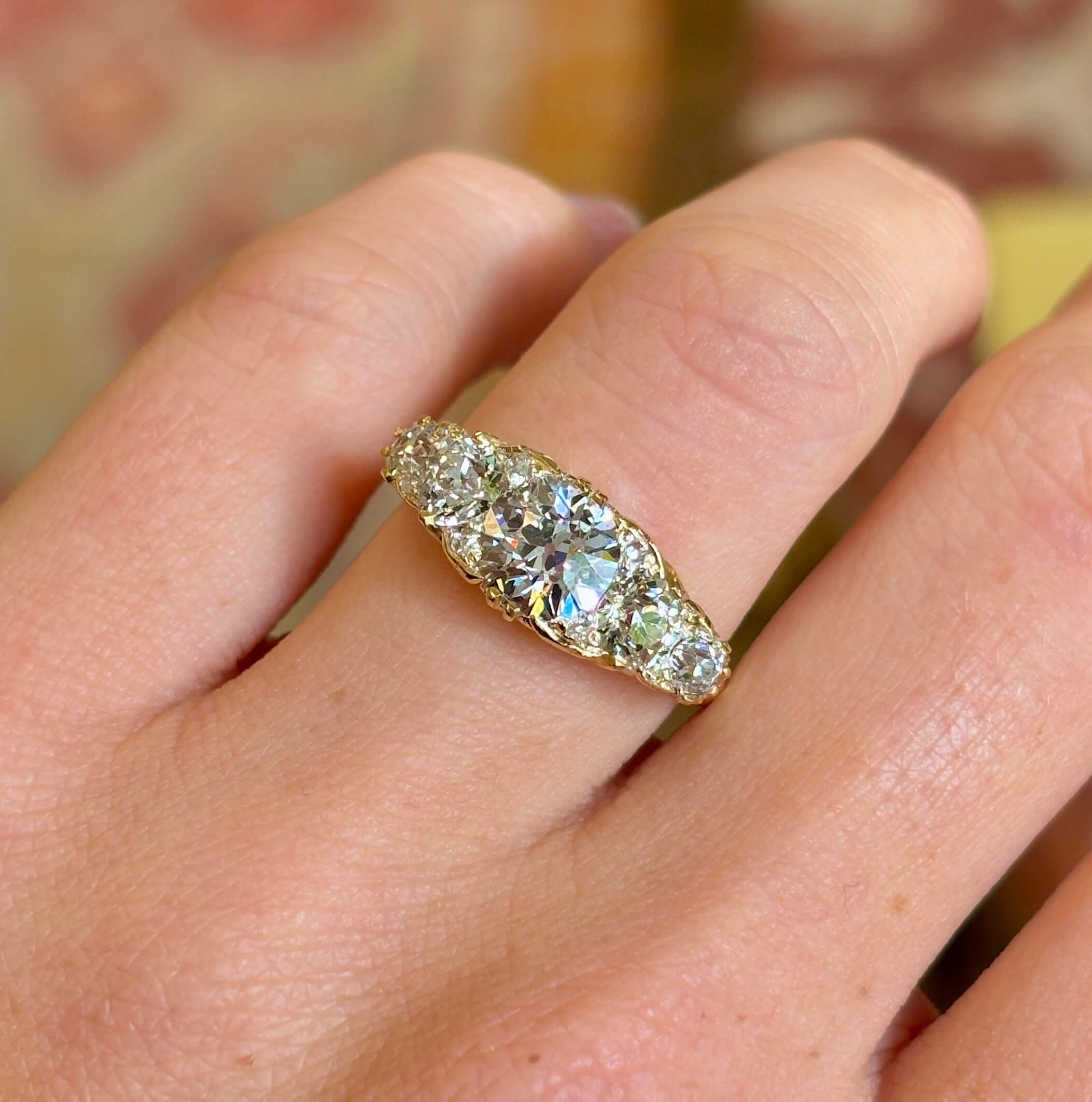 Luxury Jewelry Golden Five Stone Round Cut White Sapphire Half Eternity Wedding Band For Women