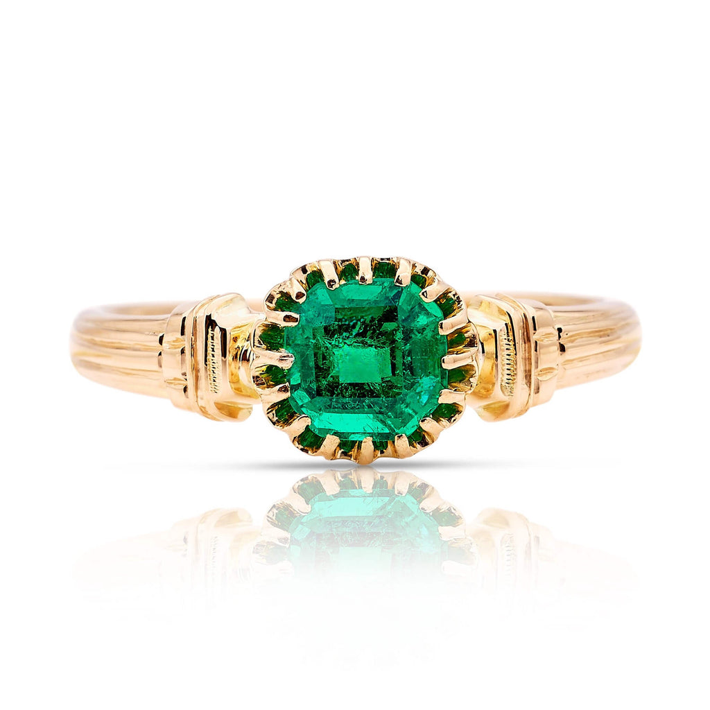 Luxury Jewelry Golden Solitaire Emerald Cut Emerald Sapphire Engagement Rings