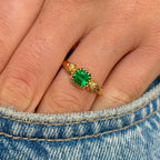 Luxury Jewelry Golden Solitaire Emerald Cut Emerald Sapphire Engagement Rings