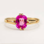 Luxury Jewelry Golden Solitaire Cushion Cut Pink Sapphire Engagement Rings