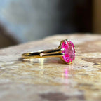 Luxury Jewelry Golden Solitaire Cushion Cut Pink Sapphire Engagement Rings