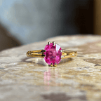 Luxury Jewelry Golden Solitaire Cushion Cut Pink Sapphire Engagement Rings