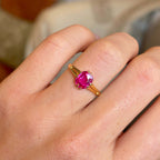 Luxury Jewelry Golden Solitaire Cushion Cut Pink Sapphire Engagement Rings