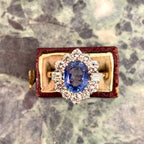 Luxury Jewelry Golden Vintage Design Halo Oval Cut Blue Sapphire Engagement Rings