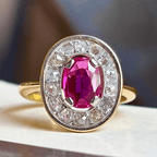 Luxury Jewelry Golden Vintage Halo Oval Cut Pink Sapphire Engagement Rings
