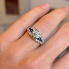 Luxury Jewelry Art Deco Round Cut Blue & White Sapphire Engagement Rings