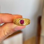 Luxury Jewelry Golden Art Nouveau Design Solitaire Round Cut Ruby Sapphire Engagement Rings