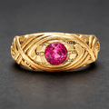 Luxury Jewelry Golden Art Nouveau Design Solitaire Round Cut Ruby Sapphire Engagement Rings