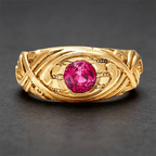 Luxury Jewelry Golden Art Nouveau Design Solitaire Round Cut Ruby Sapphire Engagement Rings