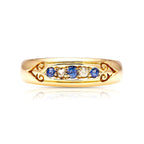Luxury Jewelry Vintage Design Round Cut Blue & White Sapphire Half Eternity Wedding Band For Women
