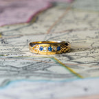 Luxury Jewelry Vintage Design Round Cut Blue & White Sapphire Half Eternity Wedding Band For Women