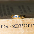 Luxury Jewelry Vintage Design Round Cut Blue & White Sapphire Half Eternity Wedding Band For Women