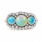 Luxury Jewelry Halo Round Cut Opal & White Sapphire Engagement Rings