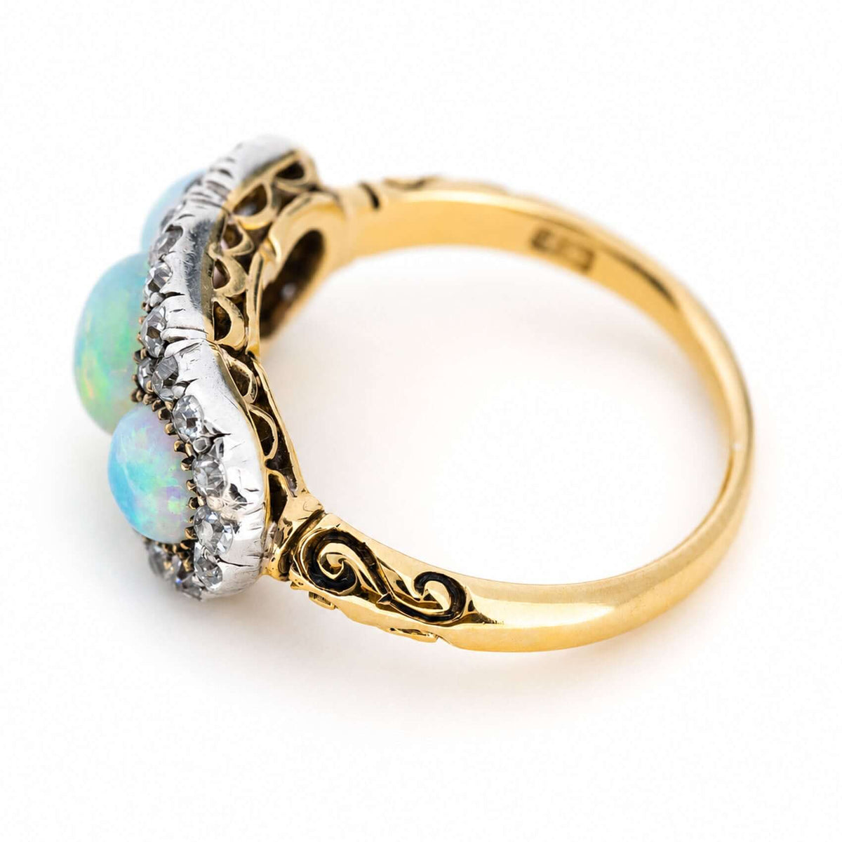 Luxury Jewelry Halo Round Cut Opal & White Sapphire Engagement Rings