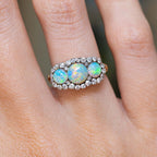 Luxury Jewelry Halo Round Cut Opal & White Sapphire Engagement Rings