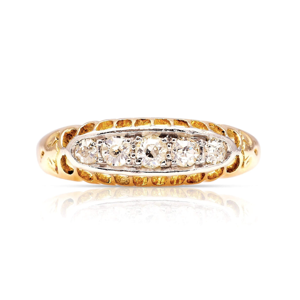 Luxury Jewelry Vintage Design Golden Round Cut White Sapphire Half Eternity Wedding Band For Women